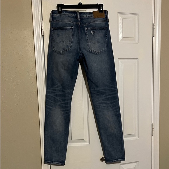 American Eagle Outfitters Men's Ripped Dark Blue Skinny Jeans - Picture 5 of 6